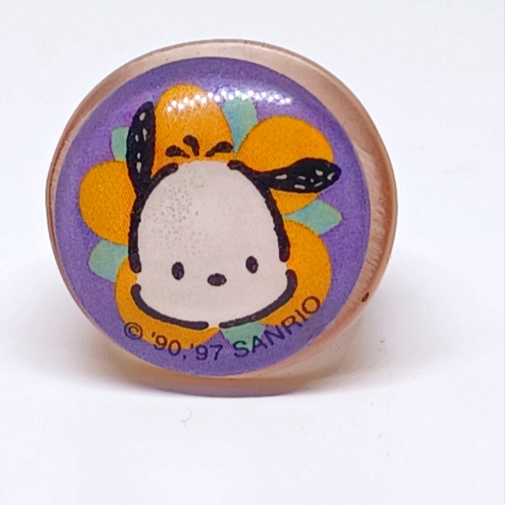 Vintage Sanrio Pochacco plastic ring sz 6.5 purple used